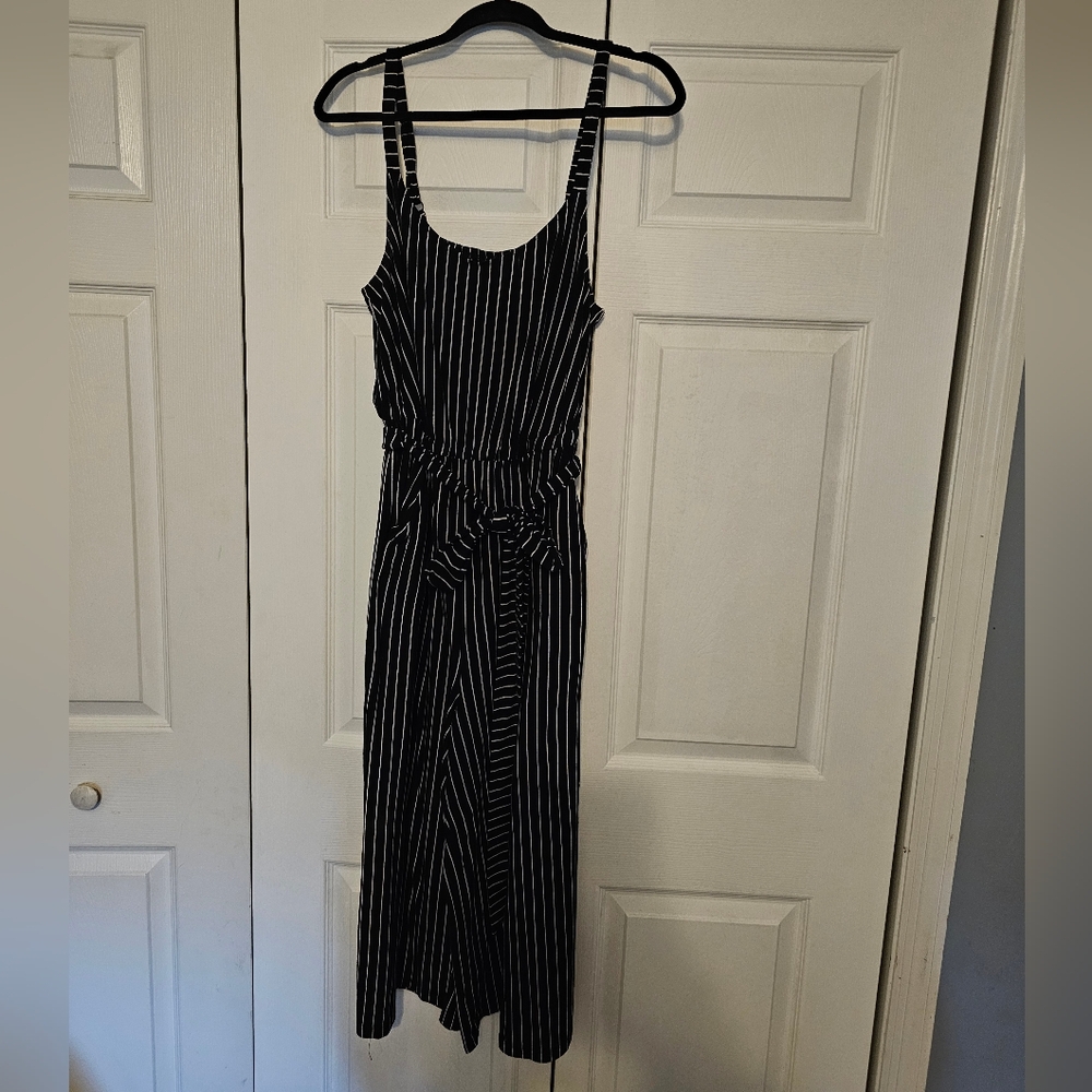 Torrid Black and White Striped Jumpsuit
